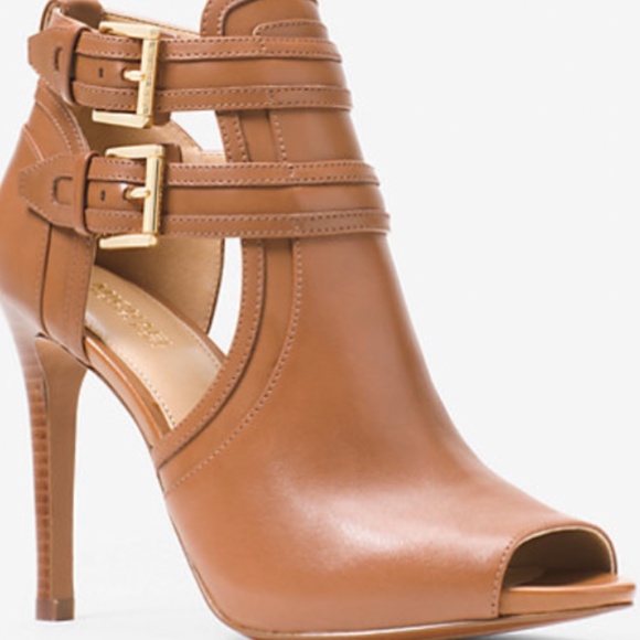 Michael Kors Blaze Leather Open-Toe Acorn Bootie US Size 7 - Picture 1 of 8